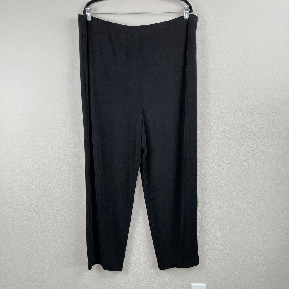 Vintage 90s Slinky Knit Black Pants Plus Size 18 20 High Waist Stretch Elastic